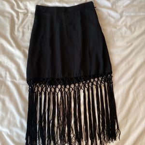 Show Me Your Mumu Black Fringe Mini Skirt XS | NWT | Zipper & elastic waist